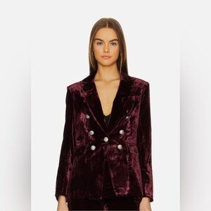 NWT - Veronica Beard Gaya Double Breasted Velvet Dickey Jacket Merlot Size 10